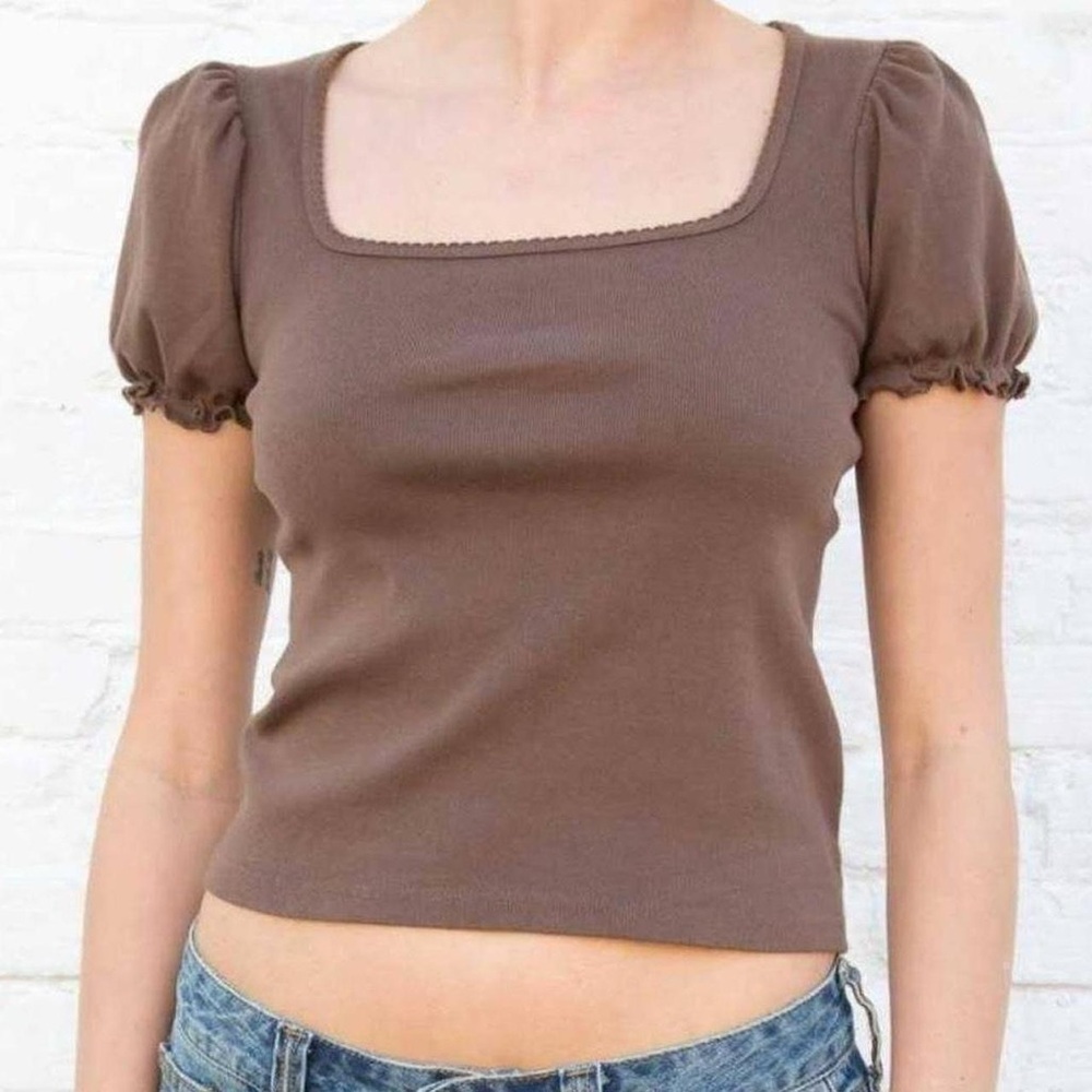Brandy Melville kehlani brown square neck short sleeve top